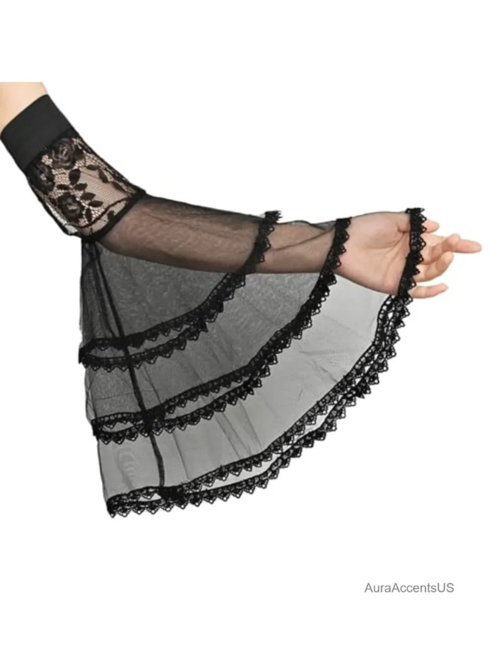 Victorian Lace Tulle Detachable Arm Sleeves for Women Halloween Wedding